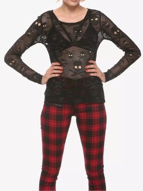 Royal Bones By Tripp Skull Mesh Top Size Large Grunge Goth